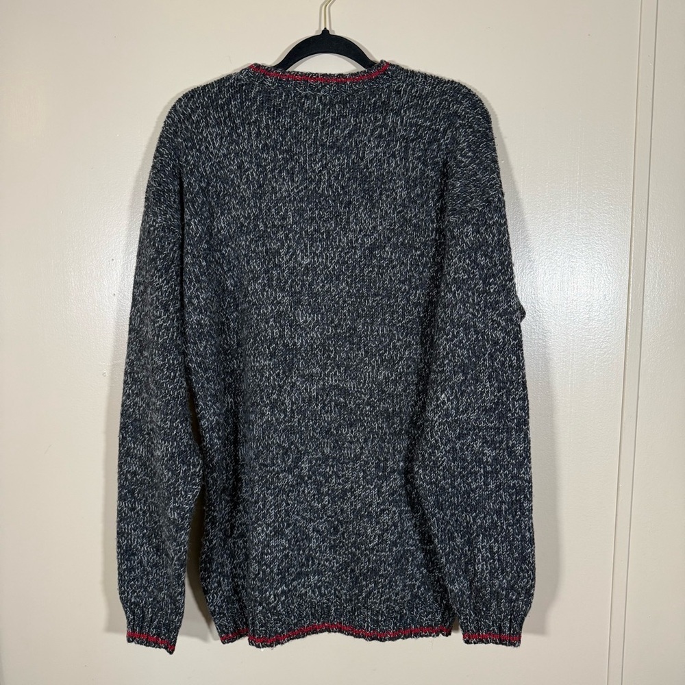 Men’s Vintage Eddie Bauer Wool Knit Crewneck Gray Holiday Sweater size Med - Picture 2 of 7